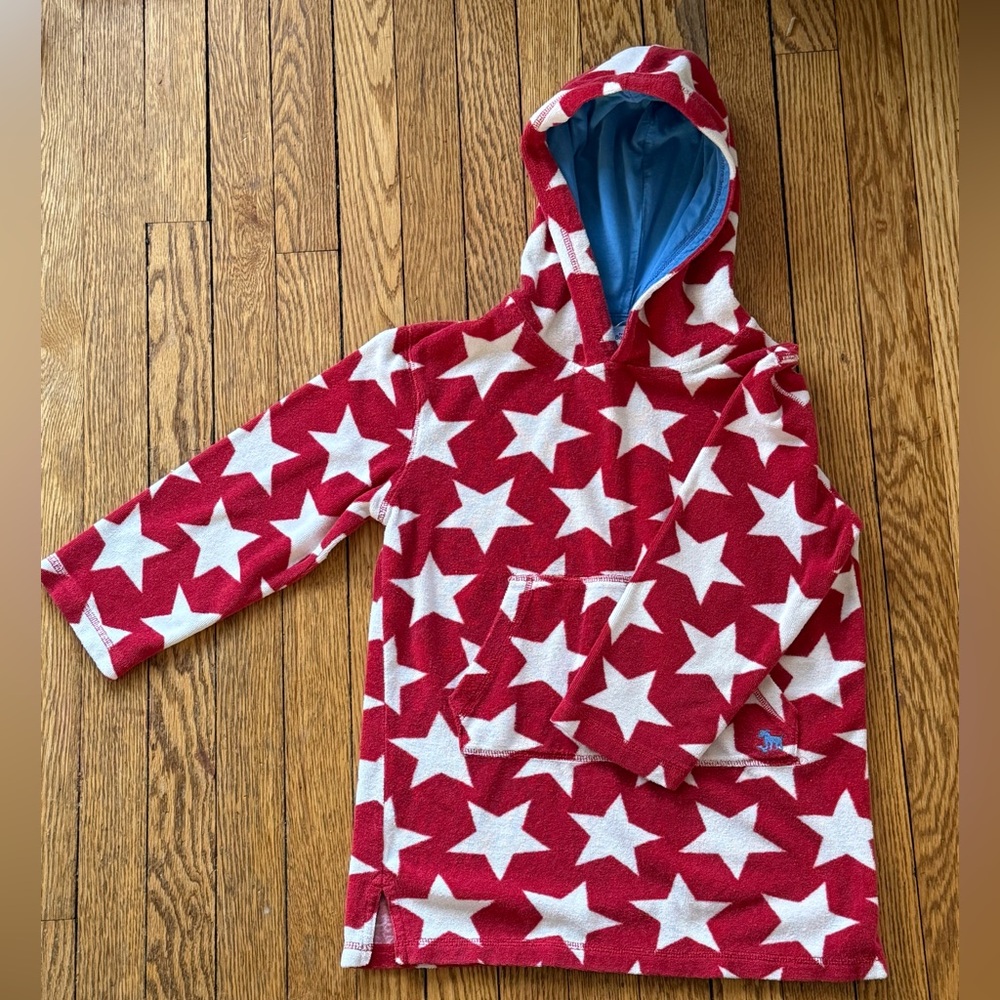 Mini Boden Red and White Starry Kids Swim Coverup